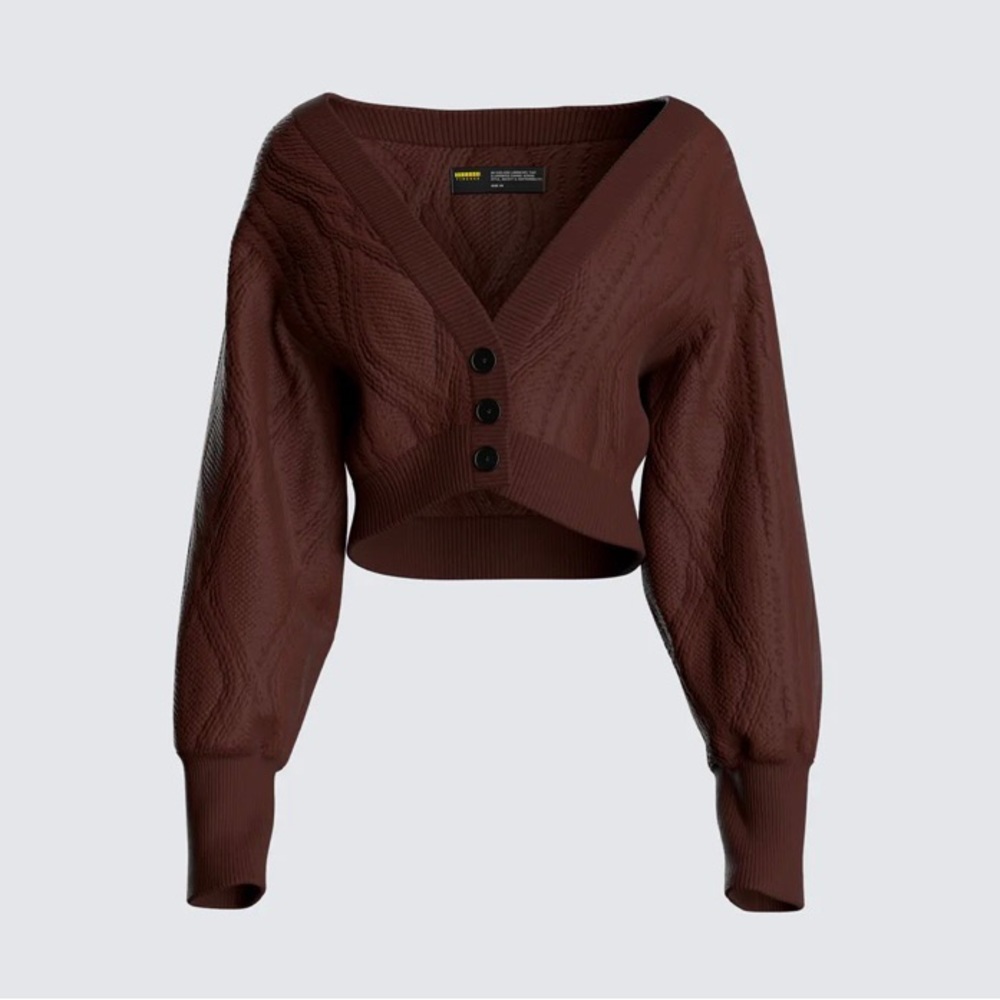 Brown Cable Knit Cardigan